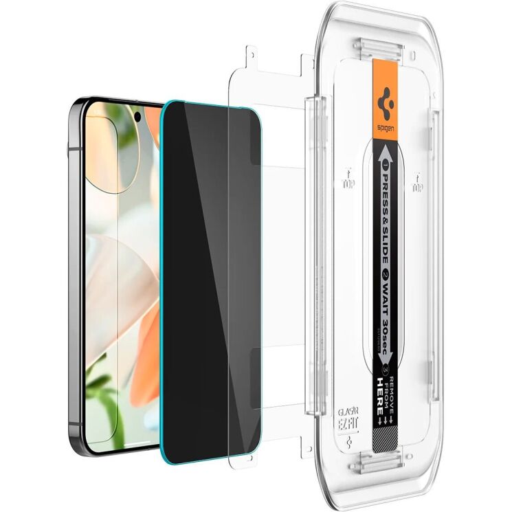 Комплект защитных стекол Spigen (SGP) GLAS.tR EZ Fit Privacy для Google Pixel 9 / 9 Pro (AGL09312) - Black: фото 3 из 13
