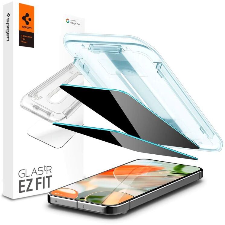 Комплект защитных стекол Spigen (SGP) GLAS.tR EZ Fit Privacy для Google Pixel 9 / 9 Pro (AGL09312) - Black: фото 1 из 13