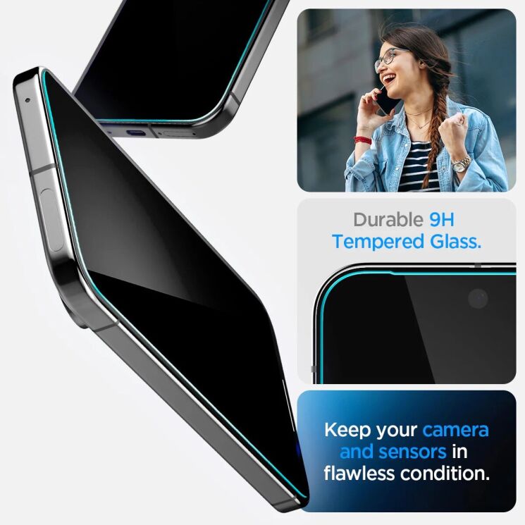 Комплект защитных стекол Spigen (SGP) GLAS.tR EZ Fit Privacy для Google Pixel 9 / 9 Pro (AGL09312) - Black: фото 10 из 13