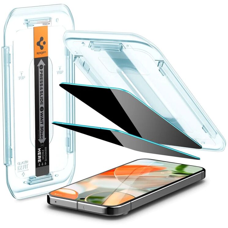 Комплект защитных стекол Spigen (SGP) GLAS.tR EZ Fit Privacy для Google Pixel 9 / 9 Pro (AGL09312) - Black: фото 2 из 13