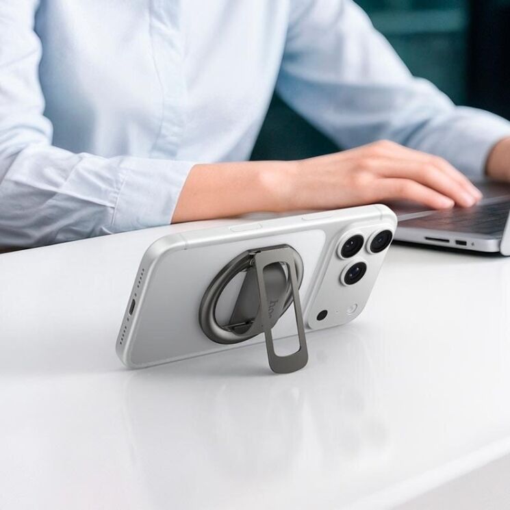 Магнитное кольцо-держатель Hoco GH10 - Metal Gray: фото 8 из 8