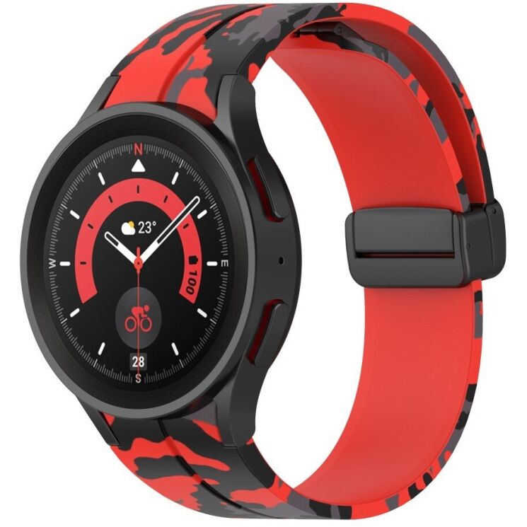 Ремінець Deexe Camo Silicone для Samsung Galaxy Watch 4 / 4 Classic / 5 / 5 Pro - Red: фото 4 з 6