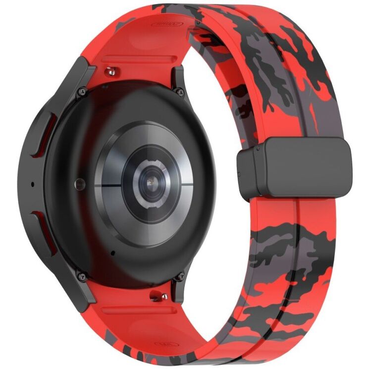 Ремінець Deexe Camo Silicone для Samsung Galaxy Watch 4 / 4 Classic / 5 / 5 Pro - Red: фото 1 з 6