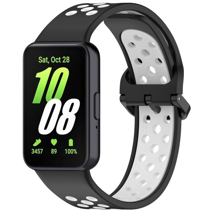 Ремешок Deexe Dot Color для Samsung Galaxy Fit 3 - Black / White: фото 1 из 7