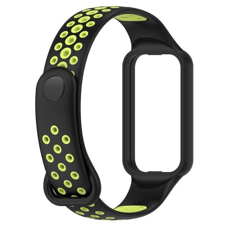 Ремінець Deexe Dual Color для Xiaomi Redmi Smart Band 2 - Black / Lime: фото 2 з 11