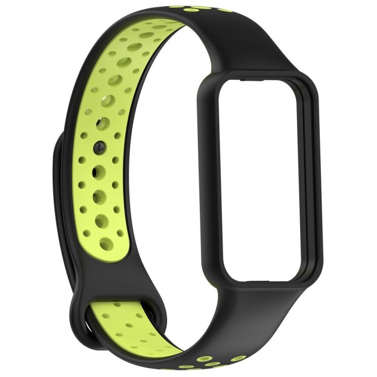 Ремінець Deexe Dual Color для Xiaomi Redmi Smart Band 2 - Black / Lime: фото 3 з 11