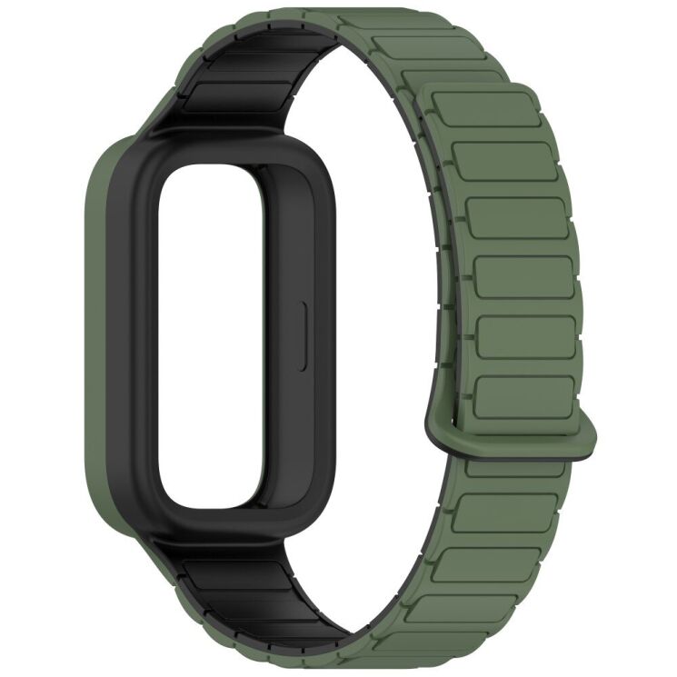 Ремешок Deexe Flexible Fit для Xiaomi Mi Smart Band 9 Active / Redmi Band 3 - Black / Green: фото 2 из 6