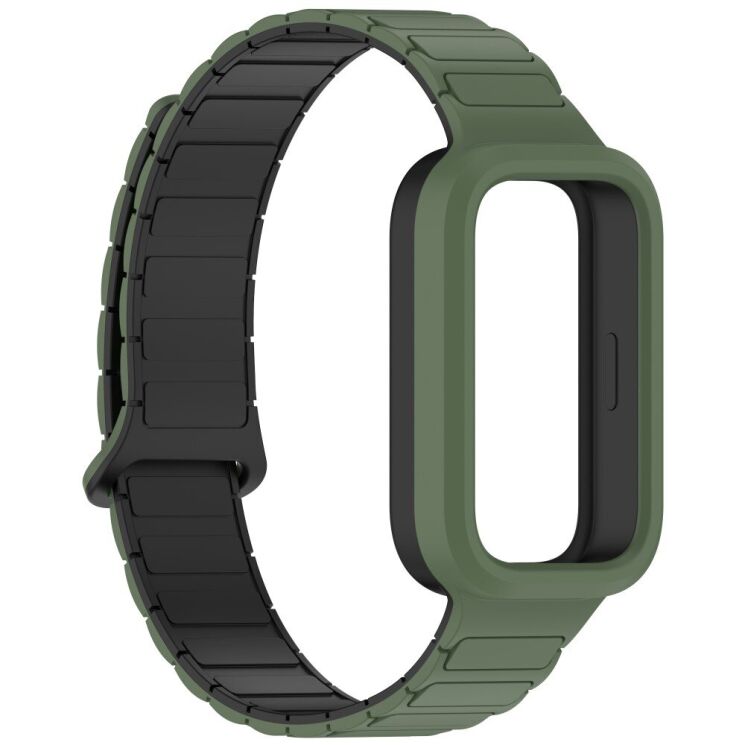 Ремешок Deexe Flexible Fit для Xiaomi Mi Smart Band 9 Active / Redmi Band 3 - Black / Green: фото 3 из 6