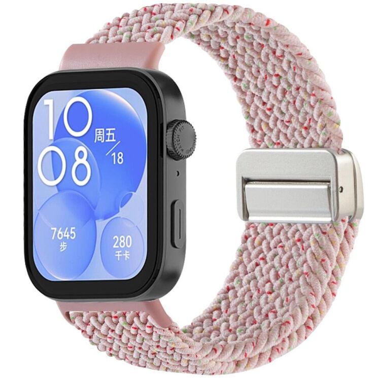 Ремешок Deexe Knitted Strap для Huawei Watch Fit 3 / Fit 4 / Fit 4 Pro - Light Pink: фото 2 из 7