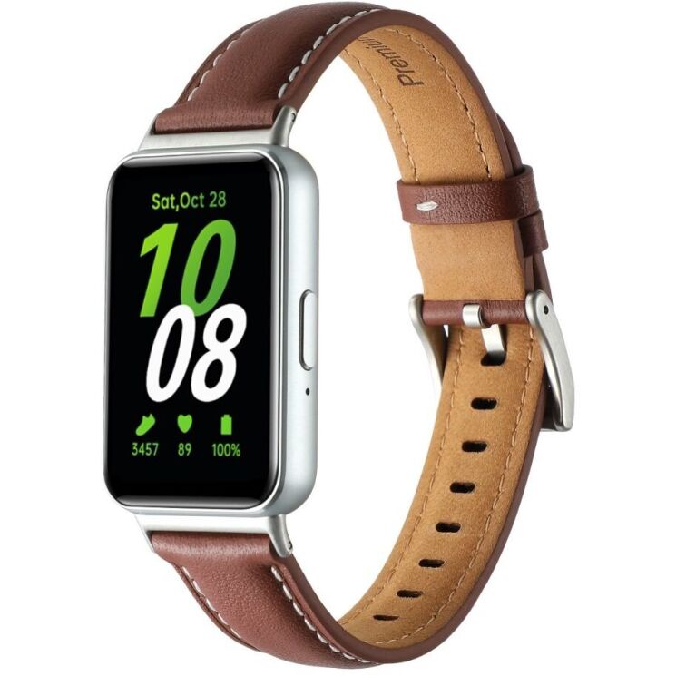 Ремінець Deexe Leather Strap для Samsung Galaxy Fit 3 - Brown: фото 1 з 4