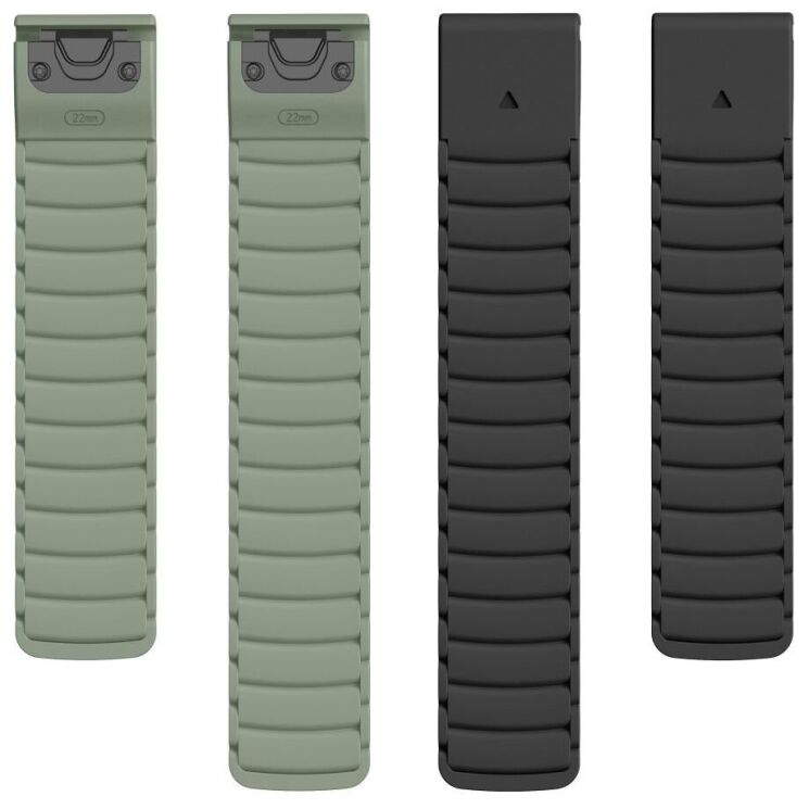 Ремешок Deexe Magnetic Band для часов Garmin c креплением Quick Fit 22mm - Black / Green: фото 5 из 5