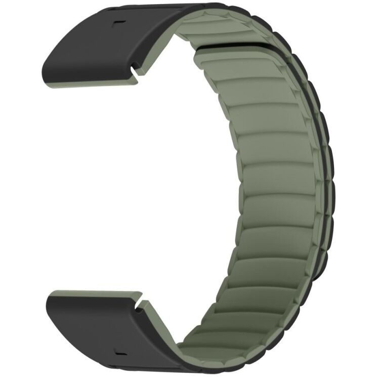 Ремешок Deexe Magnetic Band для часов Garmin c креплением Quick Fit 22mm - Black / Green: фото 4 из 5