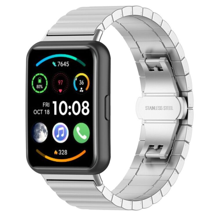 Ремінець Deexe Metal Bracelet для Huawei Watch Fit 2 - Silver: фото 1 з 12