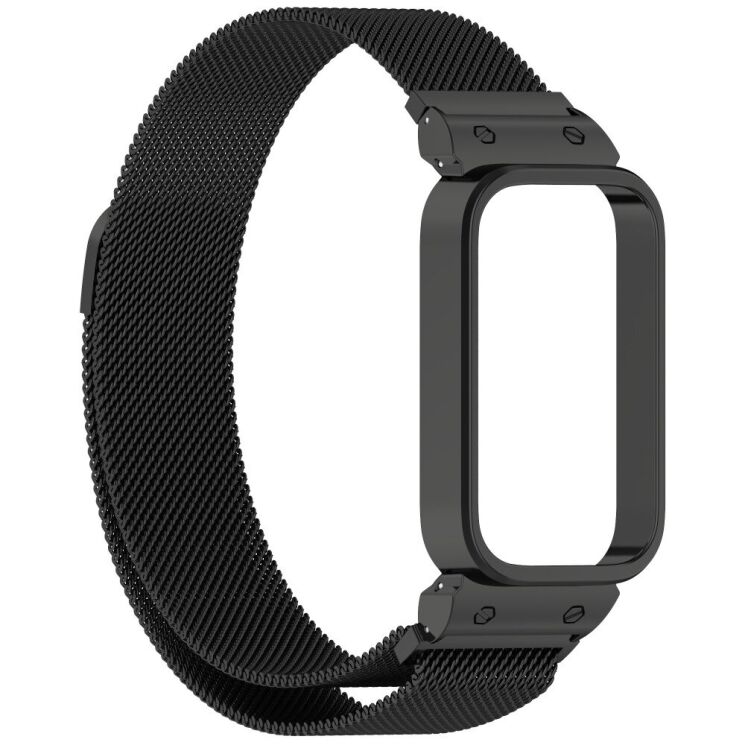 Ремешок Deexe Milanese Loop для Xiaomi Mi Smart Band 9 Active / Redmi Band 3 - Black: фото 3 из 11