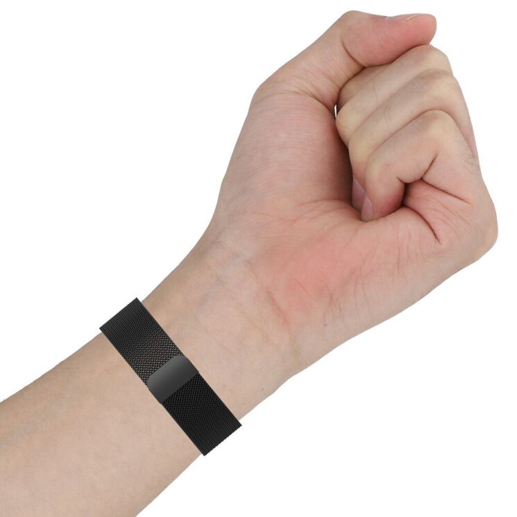 Ремешок Deexe Milanese Loop для Xiaomi Mi Smart Band 9 Active / Redmi Band 3 - Black: фото 5 из 11