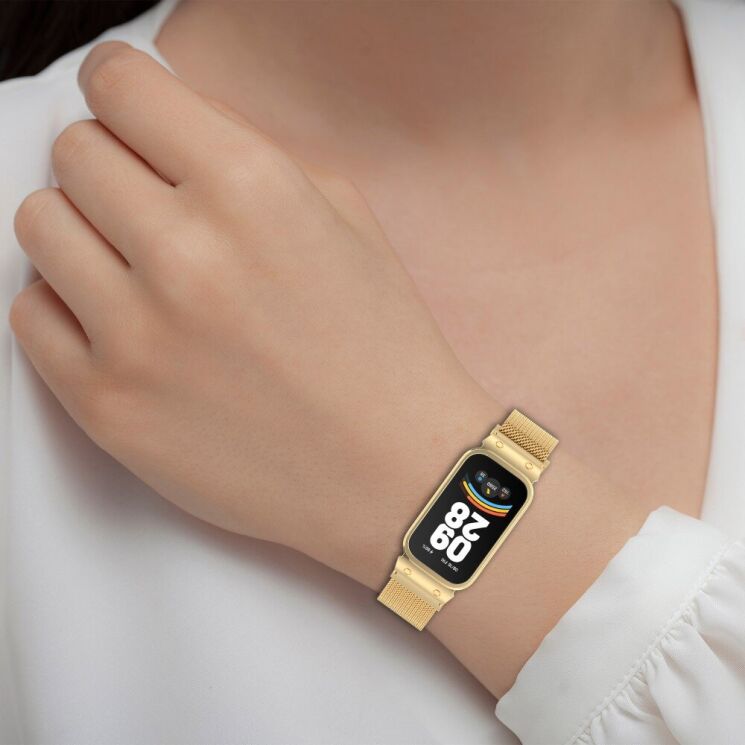 Ремешок Deexe Milanese Loop для Xiaomi Mi Smart Band 9 Active / Redmi Band 3 - Black: фото 8 из 11