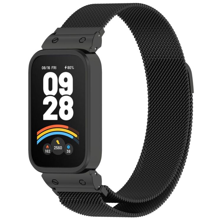 Ремешок Deexe Milanese Loop для Xiaomi Mi Smart Band 9 Active / Redmi Band 3 - Black: фото 4 из 11