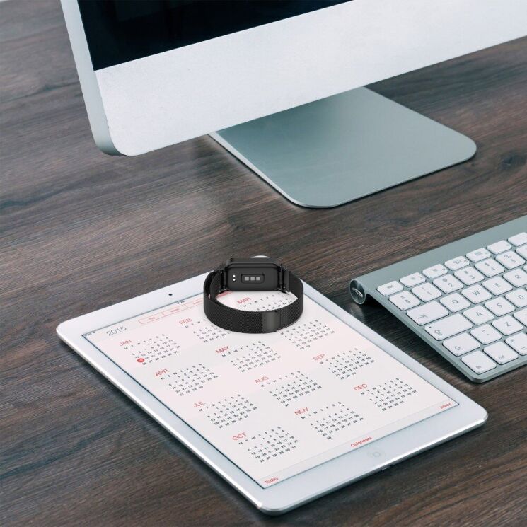 Ремешок Deexe Milanese Loop для Xiaomi Mi Smart Band 9 Active / Redmi Band 3 - Black: фото 6 из 11