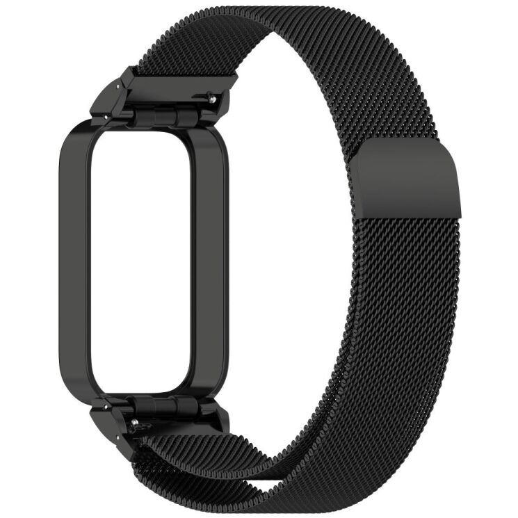 Ремешок Deexe Milanese Loop для Xiaomi Mi Smart Band 9 Active / Redmi Band 3 - Black: фото 2 из 11