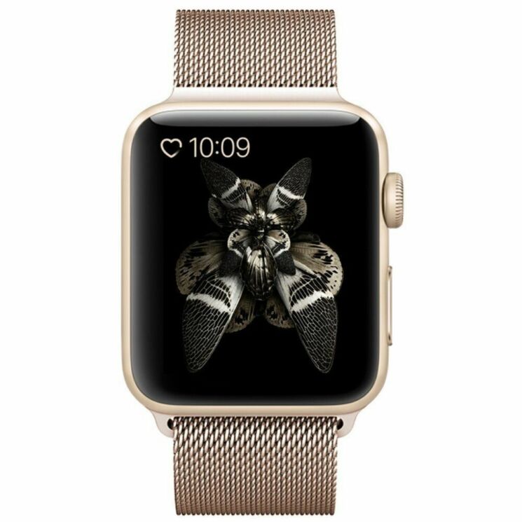 Ремешок Deexe Milanese Stainless Steel для Apple Watch 46 / 45 / 44 / SE 44 / 42 (Series 1-3) / Ultra / Ultra 2 - Gold: фото 3 з 9