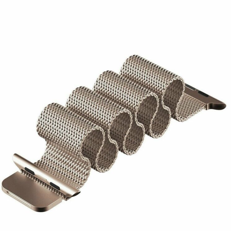 Ремешок Deexe Milanese Stainless Steel для Apple Watch 46 / 45 / 44 / SE 44 / 42 (Series 1-3) / Ultra / Ultra 2 - Gold: фото 2 з 9