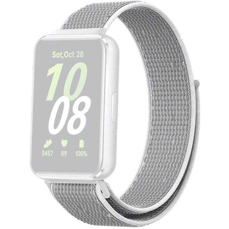 Ремінець Deexe Nylon Loop для Samsung Galaxy Fit 3 - Grey / White: фото 1 з 3