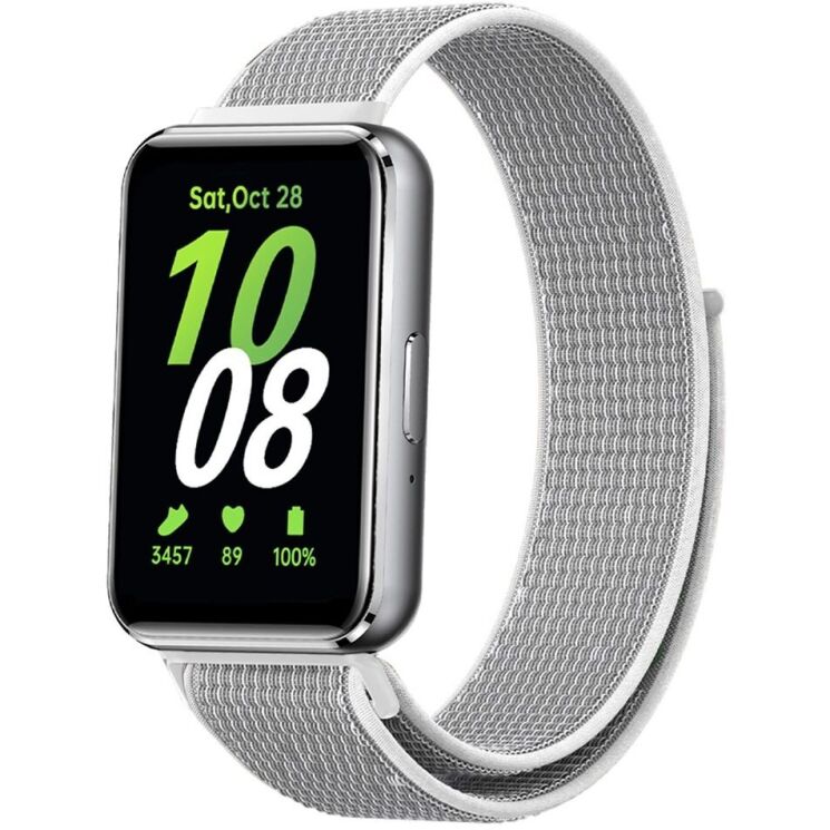 Ремінець Deexe Nylon Loop для Samsung Galaxy Fit 3 - Grey / White: фото 2 з 3