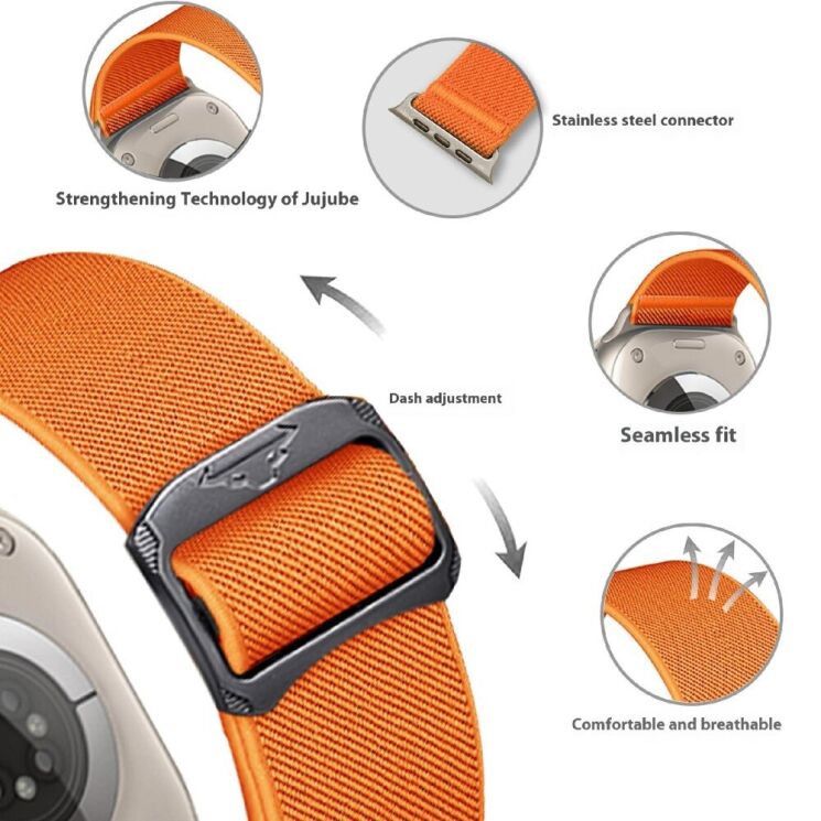 Ремешок Deexe Orbit Flex для Apple Watch 46 / 45 / 44 / SE 44 / 42 (Series 1-3) / Ultra / Ultra 2 - Orange: фото 3 из 5