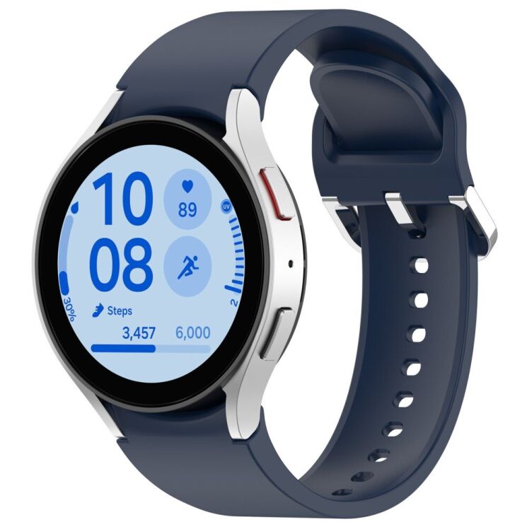 Ремешок Deexe Silicone Band для Samsung Galaxy Watch 4 / 4 Classic / 5 / 5 Pro / 6 / 6 Classic / 7 / FE - Midnight Blue: фото 2 из 8