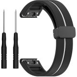 Ремінець Deexe Soft Line для годинників Garmin з кріпленням Quick Fit 26mm - Black / White: фото 1 з 8