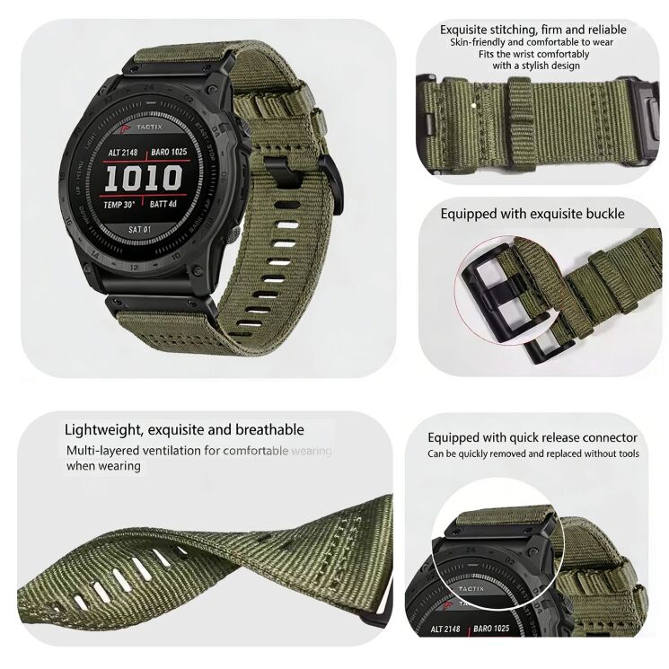 Ремешок Deexe Tactic Gear для часов Garmin c креплением Quick Fit 22mm - Blue (271433L) Ремешок Deexe Tactic Gear для часов Garmin c креплением Quick Fit 22mm - Blue: фото 2 из 4