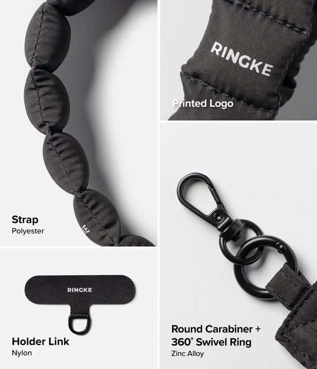 Ремінець для смартфона Ringke Holder Link Puffer (8800328813809) - Black: фото 8 з 14
