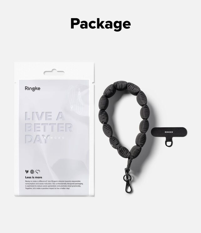 Ремінець для смартфона Ringke Holder Link Puffer (8800328813809) - Black: фото 12 з 14