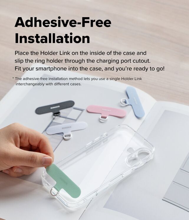 Ремінець для смартфона Ringke Holder Link Puffer (8800328813809) - Black: фото 7 з 14