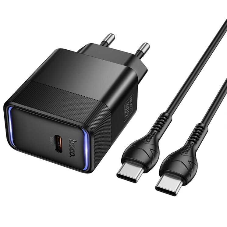Сетевое зарядное устройство Hoco CS113A Lounge PD40W (Type-C) + кабель Type-C to Type-C - Black: фото 2 из 5