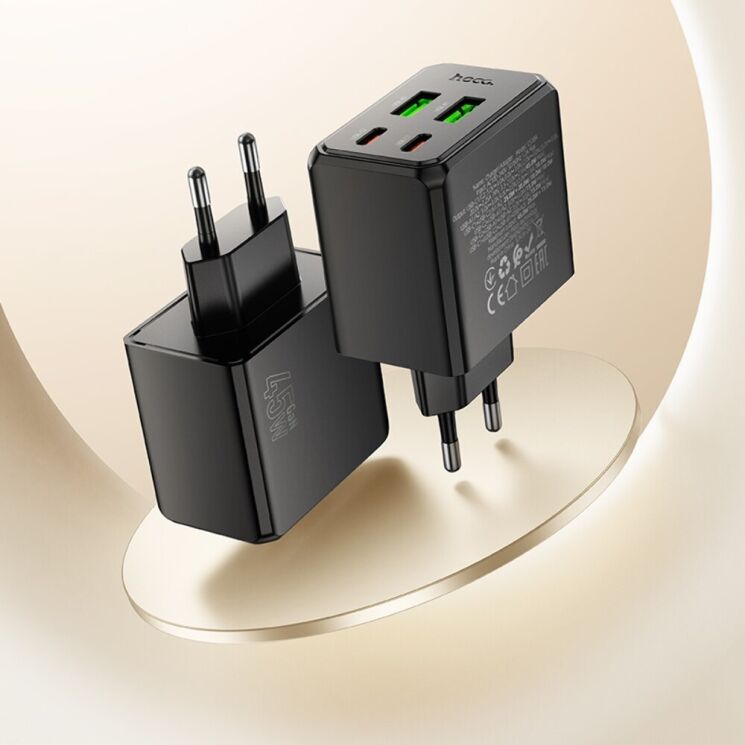 Сетевое зарядное устройство Hoco CS18A PD45W 2C+2U - Black: фото 7 из 8