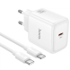 Мережевий зарядний пристрій Hoco N83 PD40W (Type-C) + кабель Type-C to Type-C - White (995655W). Фото 1 з 3