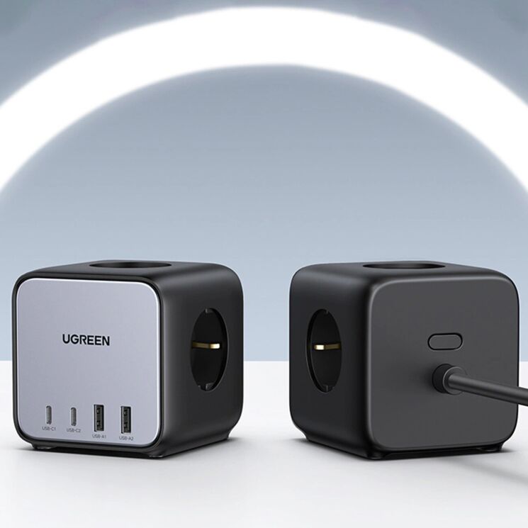 Мережевий зарядний пристрій UGREEN CD268 65W (3AC + 2Type-C + 2USB) 60113 - Black: фото 4 з 10