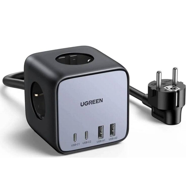Мережевий зарядний пристрій UGREEN CD268 65W (3AC + 2Type-C + 2USB) 60113 - Black: фото 2 з 10