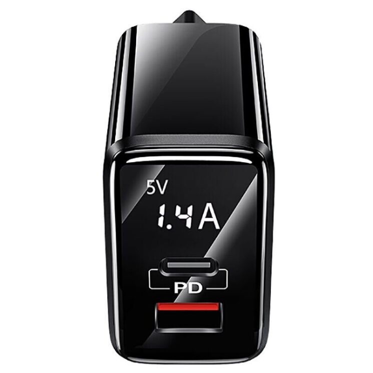 Мережевий зарядний пристрій USAMS CC133 T40 QC3.0 + PD (20W) - Black: фото 2 з 13