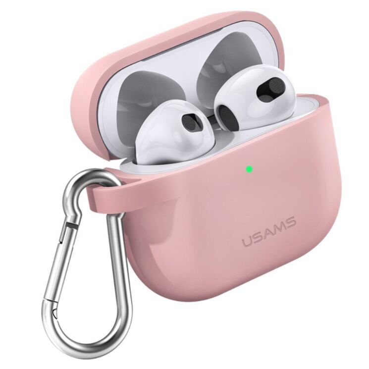 Силиконовый чехол USAMS US-BH741 Silicone Case для Apple AirPods 3 - Pink: фото 2 из 8