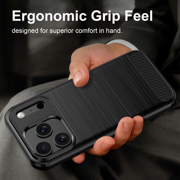 Силиконовый (TPU) чехол UniCase Carbon для iPhone 18 Pro Max - Black: фото 2 из 9