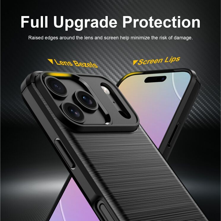 Силиконовый (TPU) чехол UniCase Carbon для iPhone 18 Pro Max - Black: фото 3 из 9
