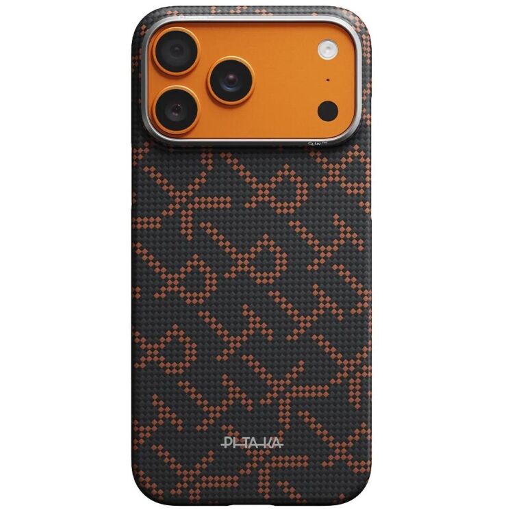 Ультратонкий чехол Pitaka Edge Case Monogram для iPhone 17 Pro Max (KI1704PTKP) - Black / Orange (411117OB) Ультратонкий чехол Pitaka Edge Case Monogram для iPhone 17 Pro Max (KI1704PTKP) - Black / Orange: фото 1 из 11