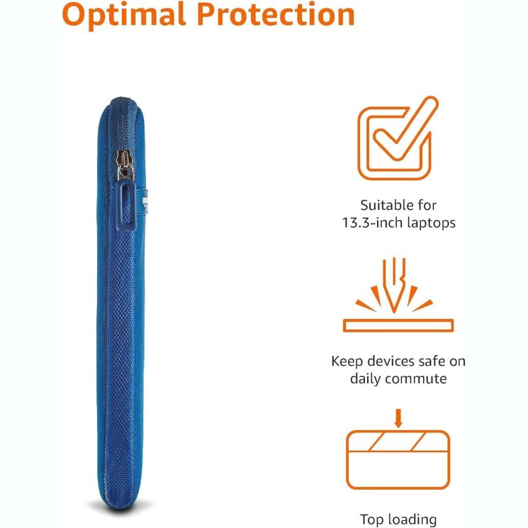 Универсальный чехол Amazon Basics Sleeve для ноутбука диагональю 13.3 дюймов (B011J4C1MA) - Blue: фото 6 из 9