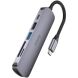 USB HUB Hoco HB28 6 in 1 Multifunctional (Type-C to HDMI+USB3.0+USB2.0+SD+TF+PD) - Metal Gray (896295H). Фото 3 з 9