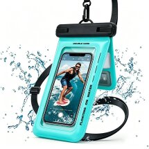 Влагозащитный чехол Deexe Aqua Shield для смартфонов диагональю до 7.5 дюймов - Cyan: фото 1 из 7
