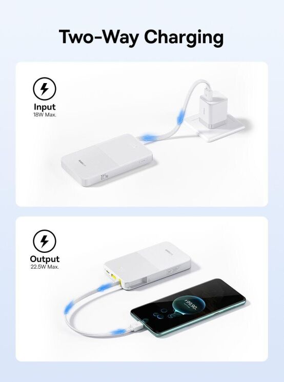 Внешний аккумулятор Baseus EnerFill FC51 Bipow2 Pro 22.5W (10000mAh) + кабель Type-C (E0027600) - Black: фото 7 из 11