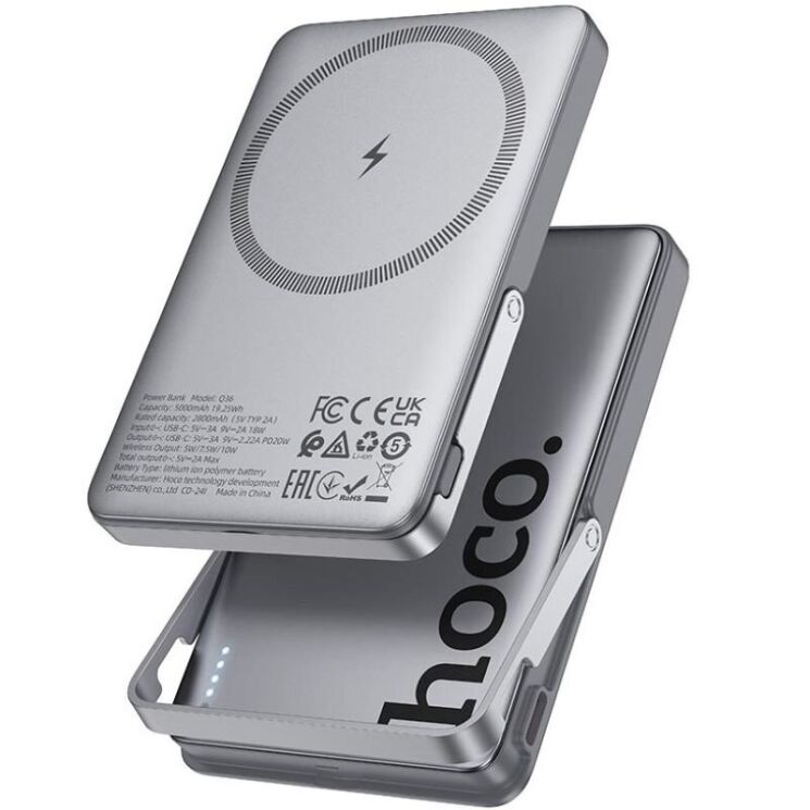 Внешний аккумулятор Hoco Q36 Magnetic 20W (5000mAh) - Metal grey: фото 1 из 8
