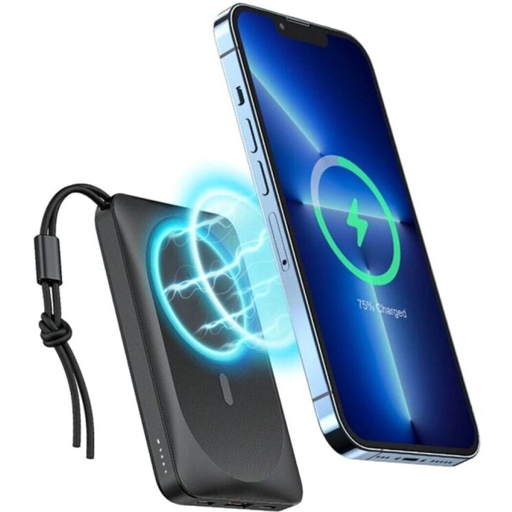 Зовнішній акумулятор VEGER MagOn 22.5W + PD20W QC3.0 (10000mAh) - Black: фото 2 з 10